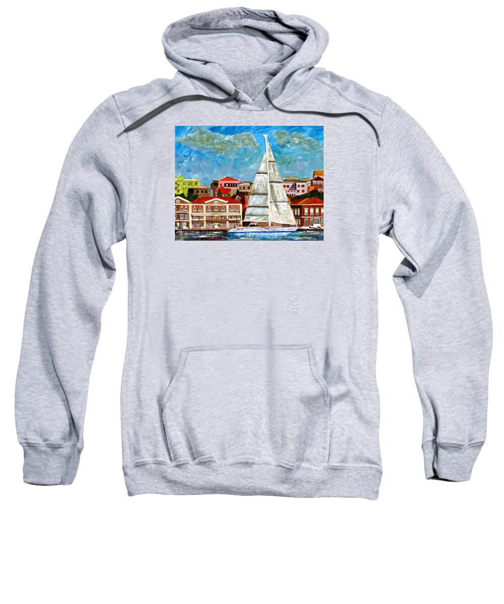 Landscape Sweatshirt featuring the painting Sailing In by Laura Forde