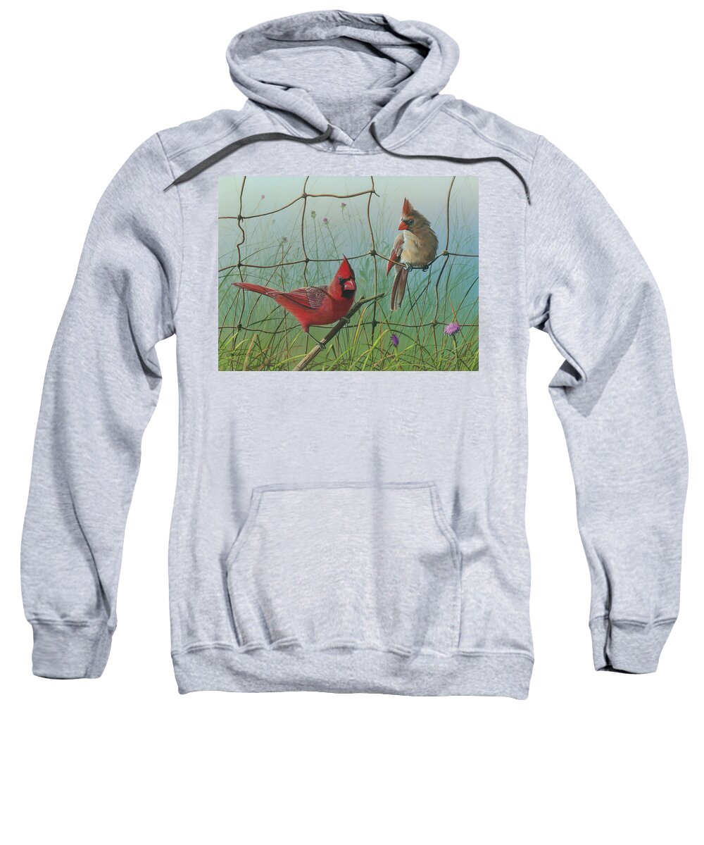 Red Cardinal Paintings Sweatshirt featuring the painting Scarlet by Mike Brown