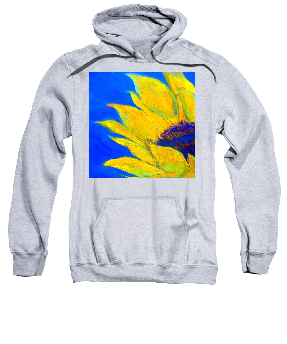 Sunflower Sweatshirt featuring the painting Sunflower in Blue by Sue Jacobi