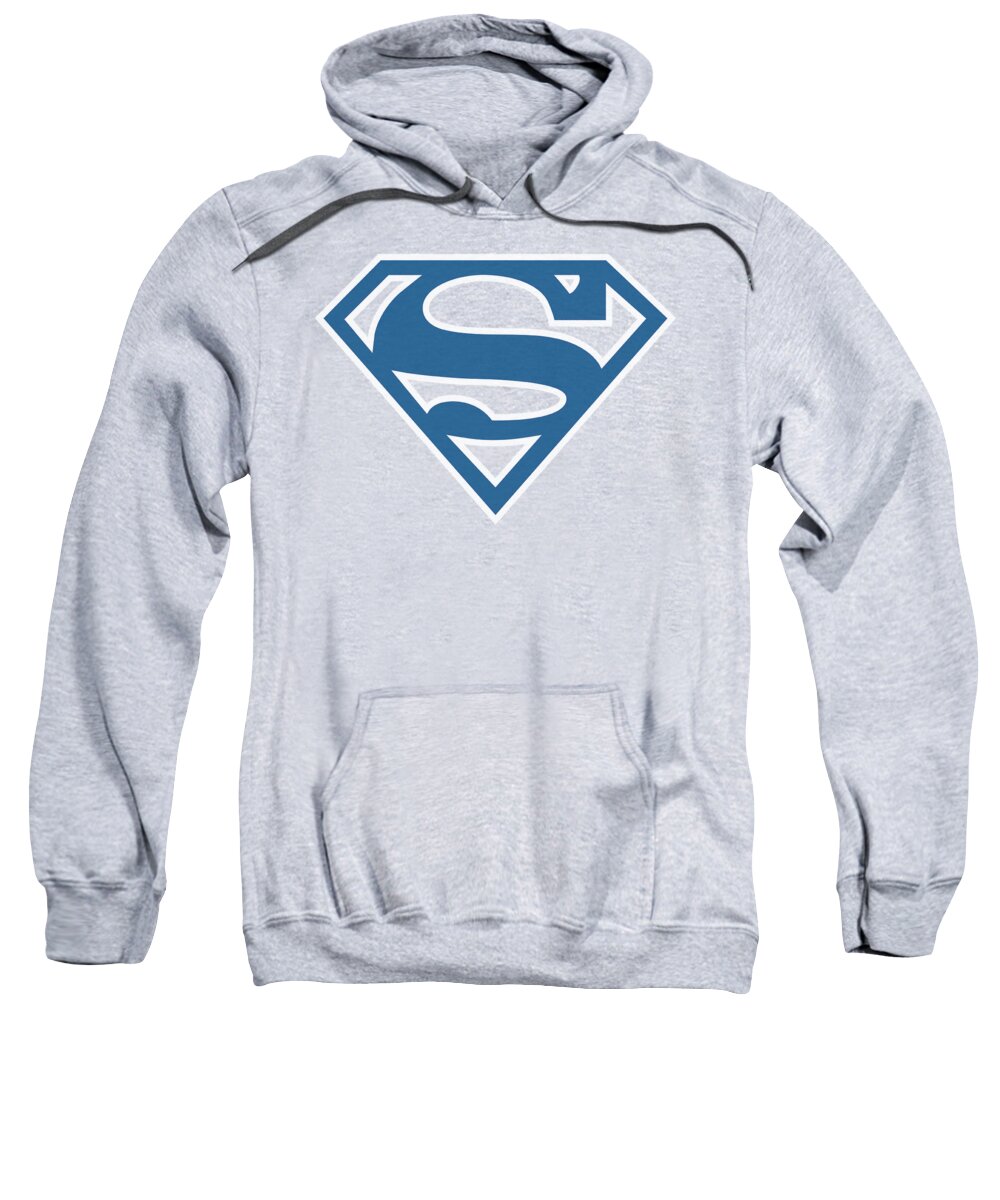 Superman Sweatshirt featuring the digital art Superman - Blue And White Shield by Brand A