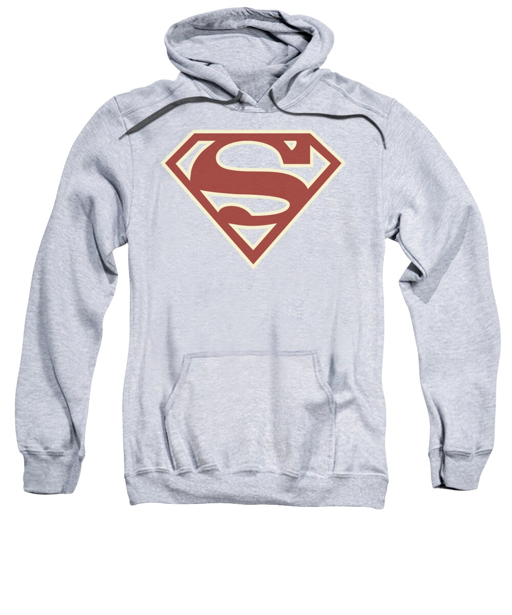 Superman Sweatshirt featuring the digital art Superman - Crimson And Cream Shield by Brand A