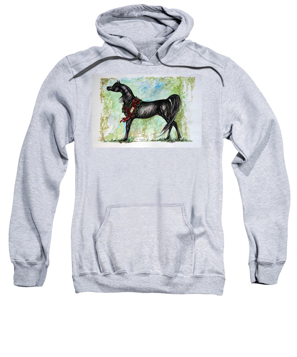 Horse Sweatshirt featuring the painting The Champion #1 by Ang El