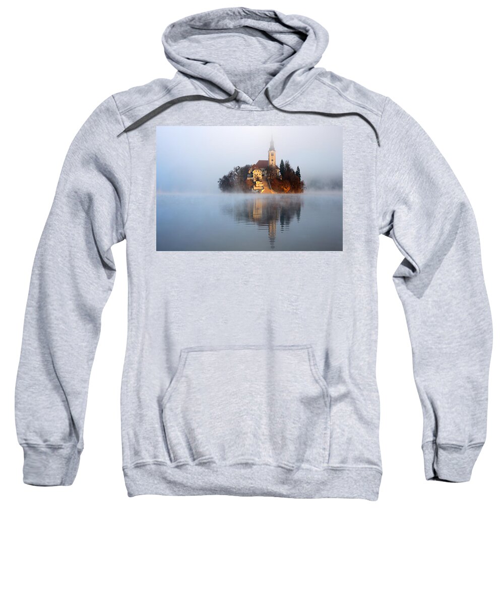 Bled Sweatshirt featuring the photograph Through the mist #1 by Ian Middleton