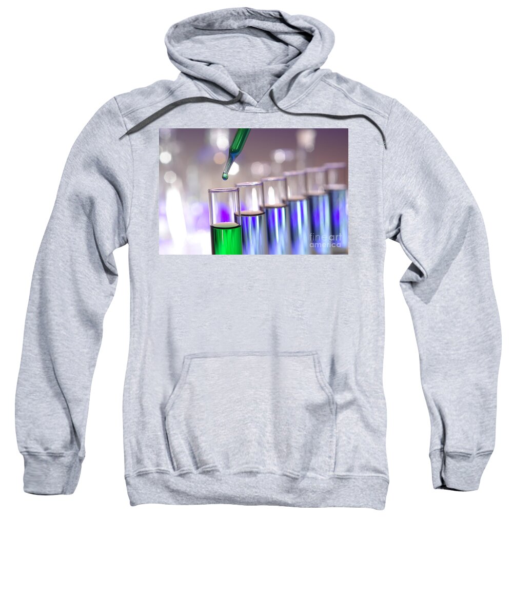 Test Sweatshirt featuring the photograph Laboratory Test Tubes in Science Research Lab #17 by Science Research Lab