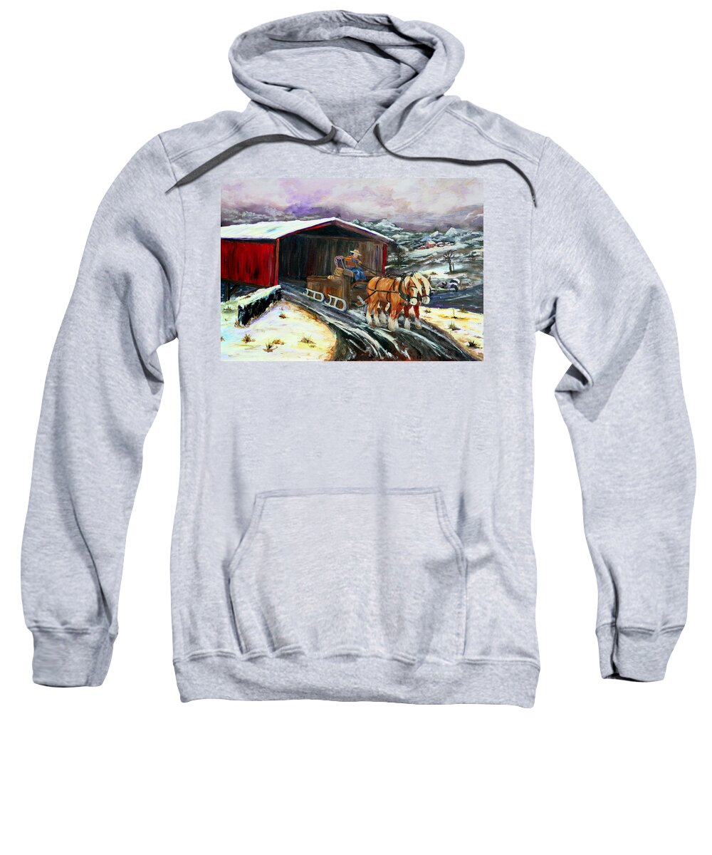 Folk Art Sweatshirt featuring the painting Christmas Eve #2 by Gail Daley