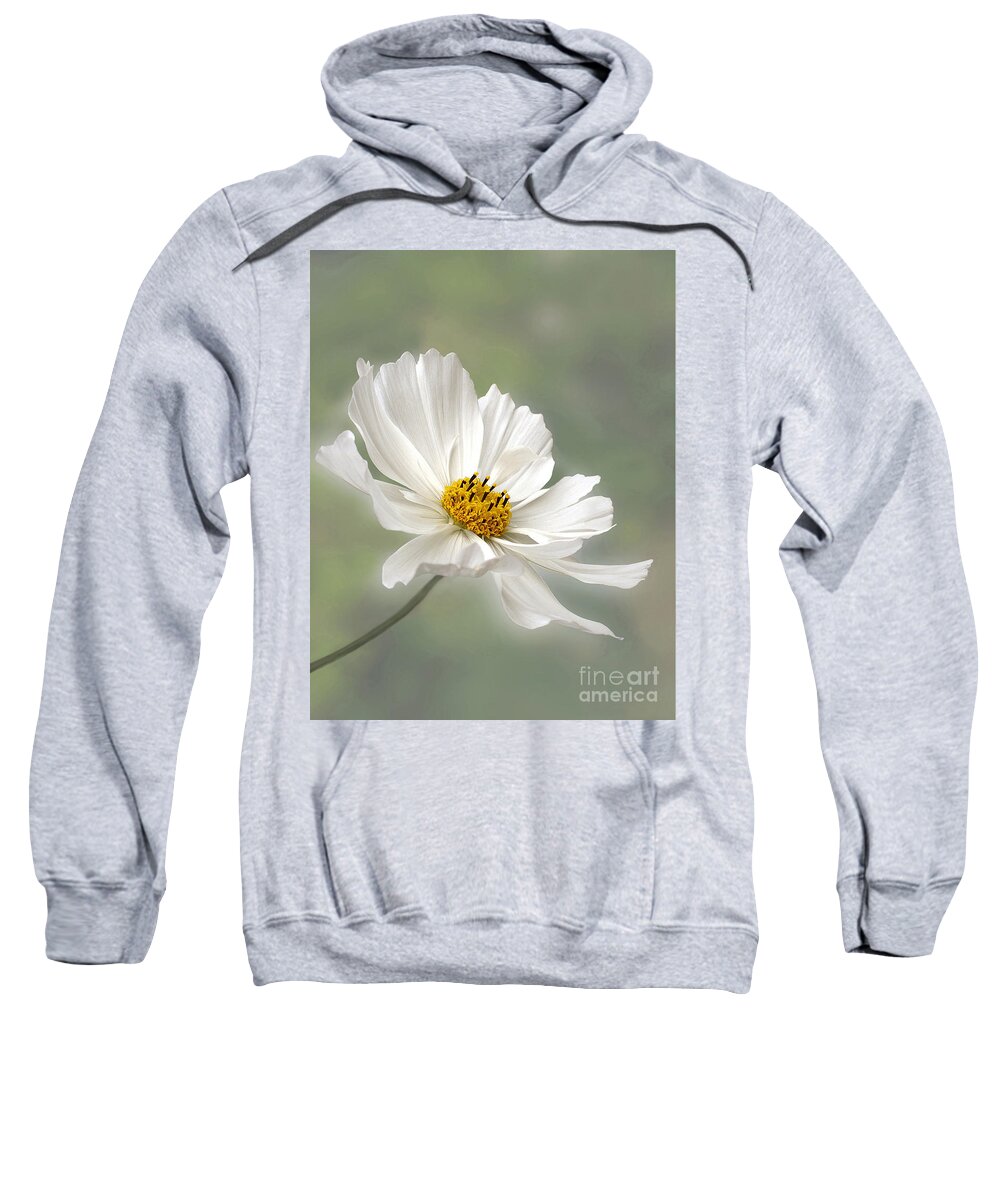 Photography Sweatshirt featuring the photograph Cosmos Flower in White by Kaye Menner
