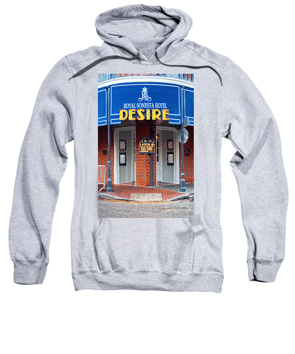 Travelpixpro New Orleans Sweatshirt featuring the photograph Desire Corner Bourbon Street French Quarter New Orleans Accented Edges Digital Art #1 by Shawn O'Brien