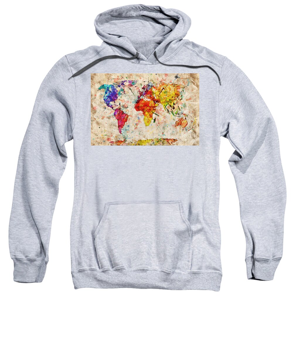 Map Sweatshirt featuring the photograph Vintage world map #2 by Michal Bednarek