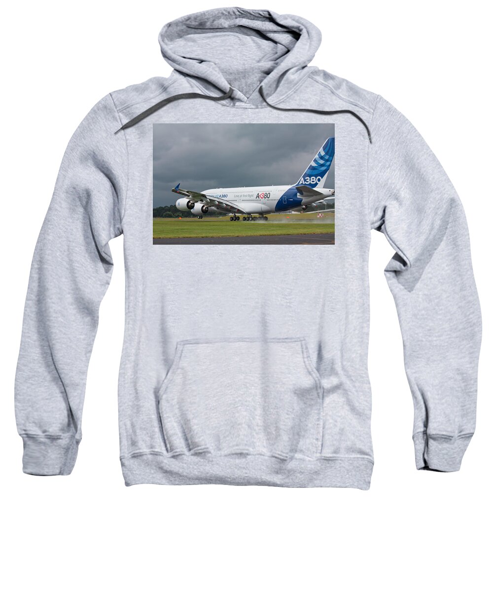 Airbus A380 Sweatshirt featuring the photograph Airbus A380 #3 by Shirley Mitchell