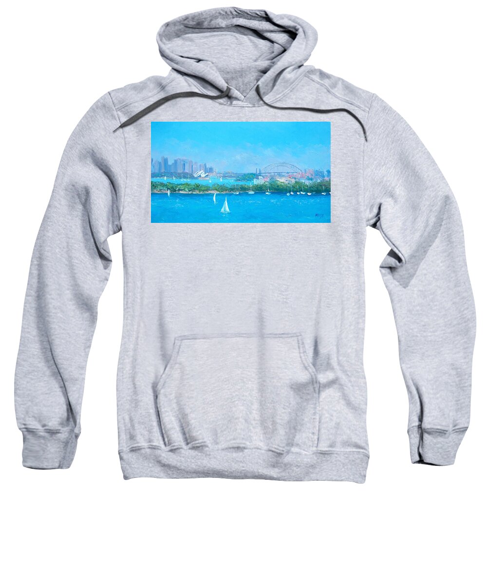 Sydney Harbour Sweatshirt featuring the painting Sydney Harbour and the Opera House by Jan Matson #7 by Jan Matson