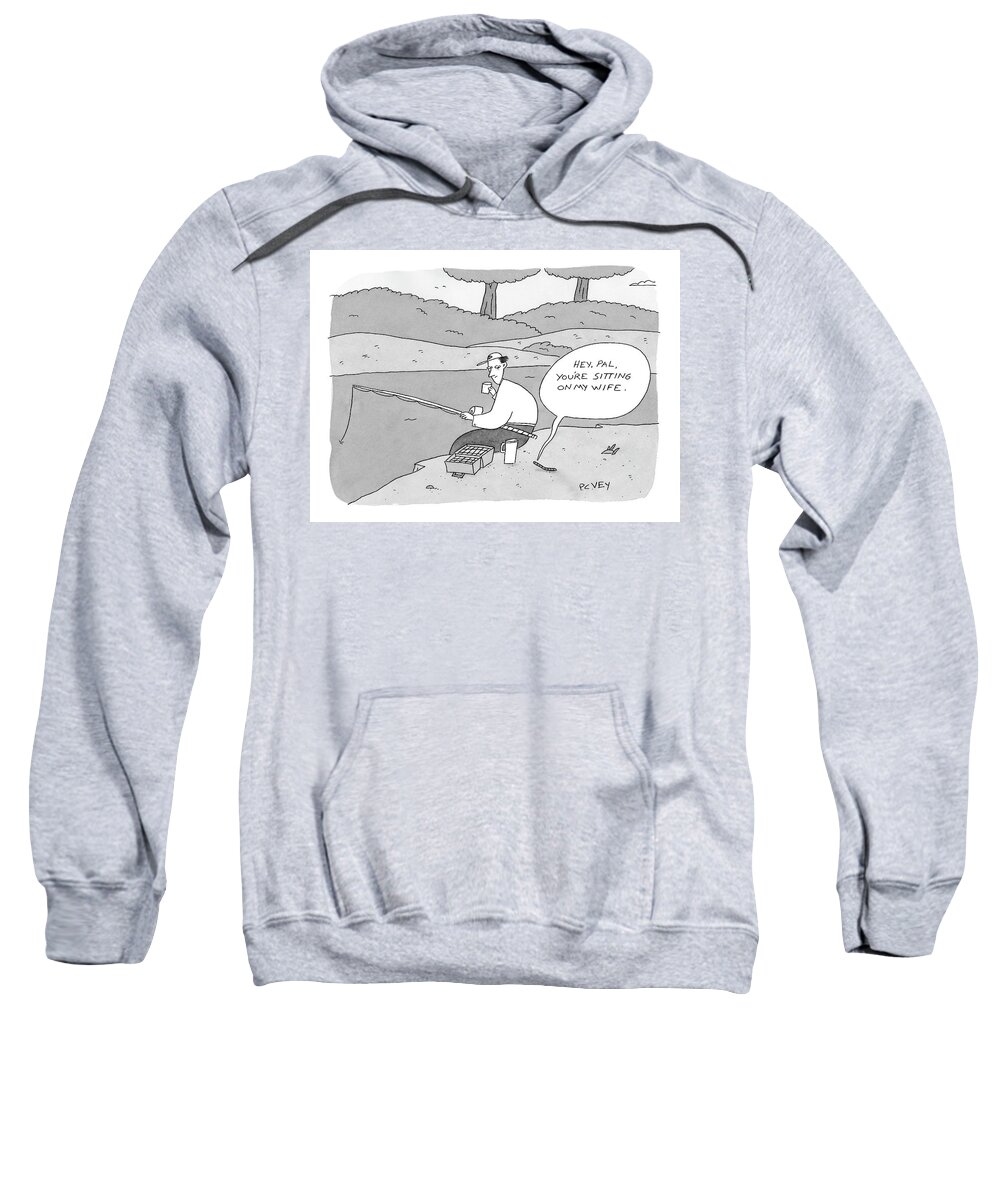 Fishing Sweatshirt featuring the drawing New Yorker September 25th, 2006 by Peter C. Vey