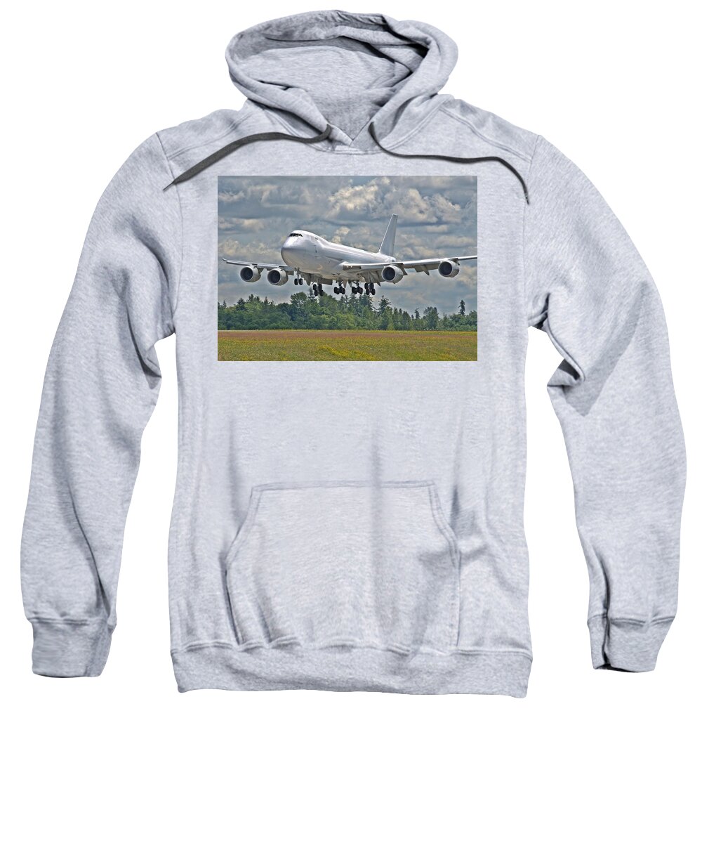 Boeing Sweatshirt featuring the photograph 747 Landing by Jeff Cook