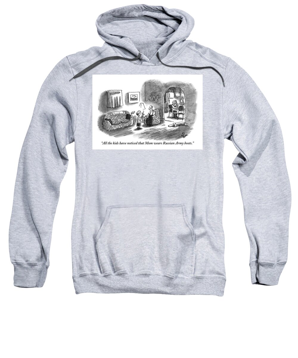 Spies Sweatshirt featuring the drawing A Boy Talks To His Father In The Living Room by Frank Cotham