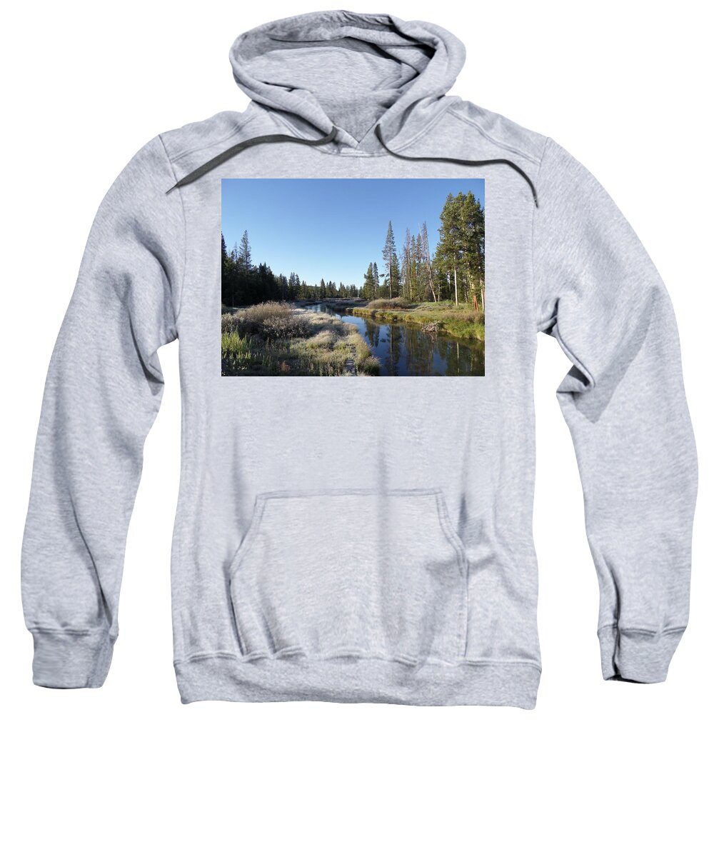 Blue Sweatshirt featuring the photograph A Frosty Morning Along Obsidian Creek by Frank Madia