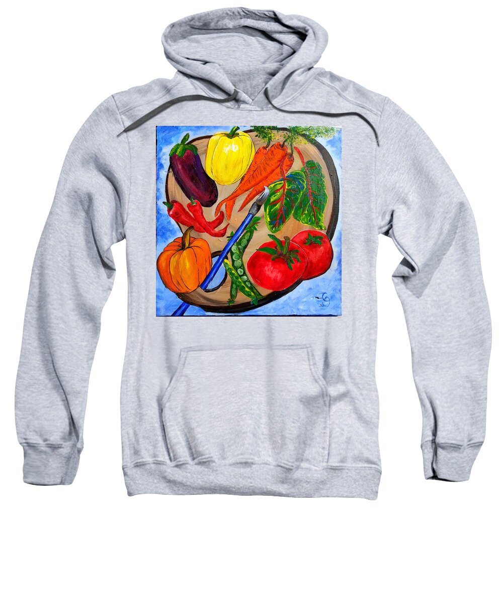 Gardeners Palette Sweatshirt featuring the painting A Gardeners Palette by Cheryl Nancy Ann Gordon