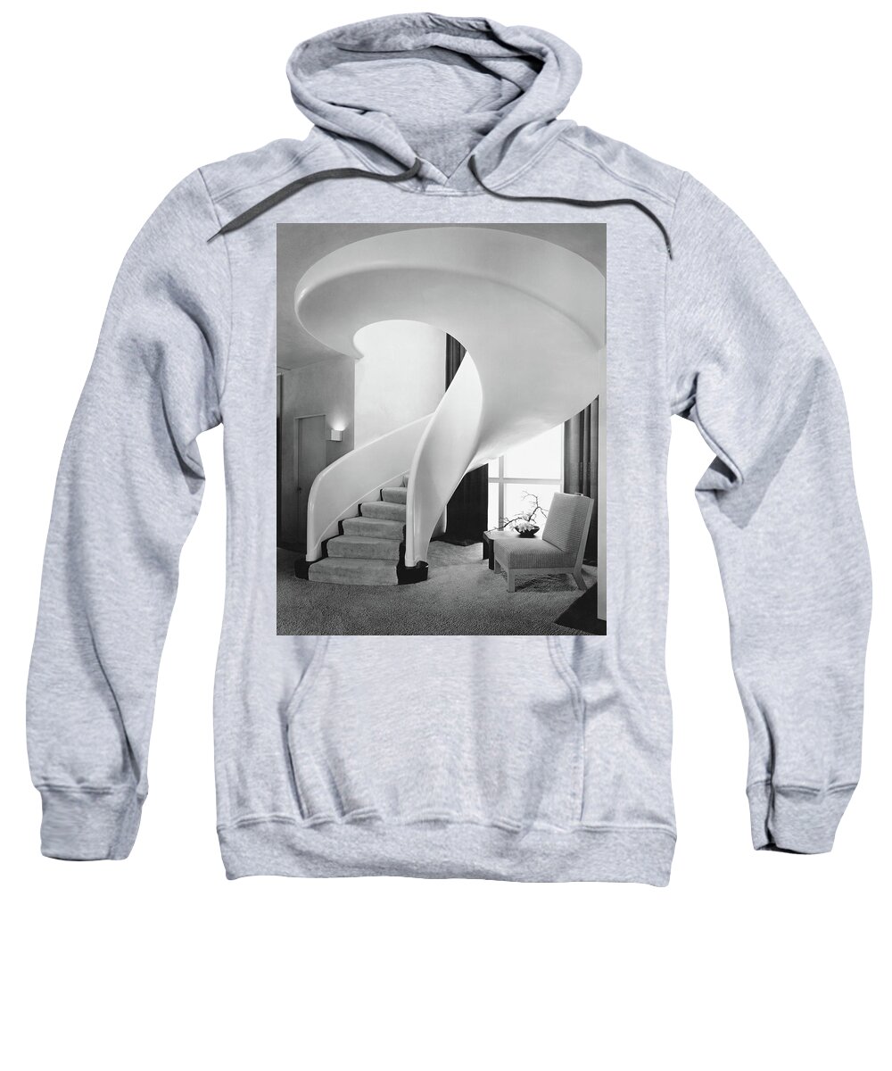 Interior Sweatshirt featuring the photograph A Spiral Staircase by Hedrich-Blessing