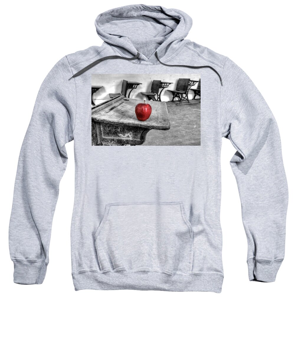 School Sweatshirt featuring the photograph Abandoned School House red apple by Mark Duffy