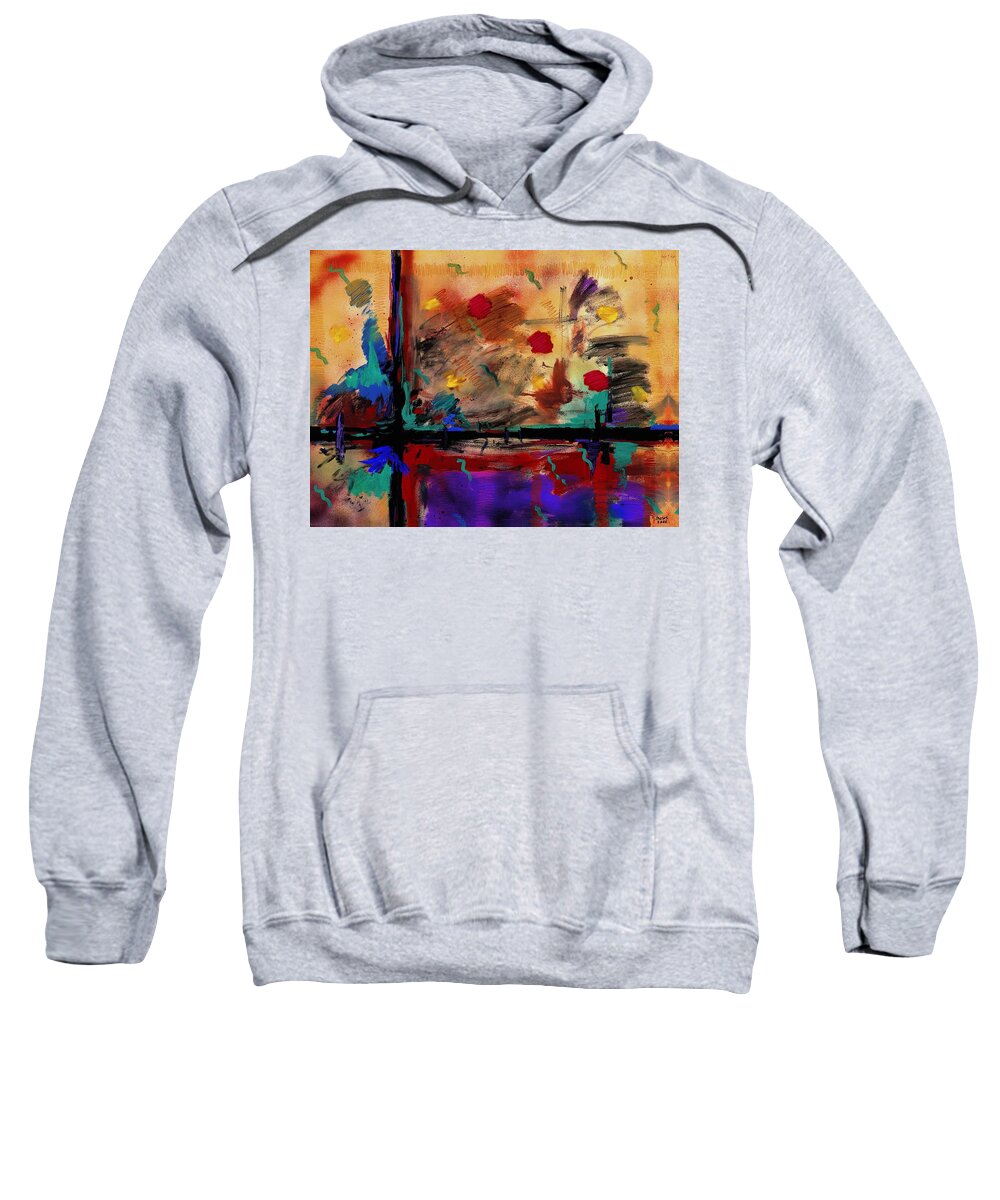 Abstract Sweatshirt featuring the painting Abstract Yellow Horizontal by Dale Moses