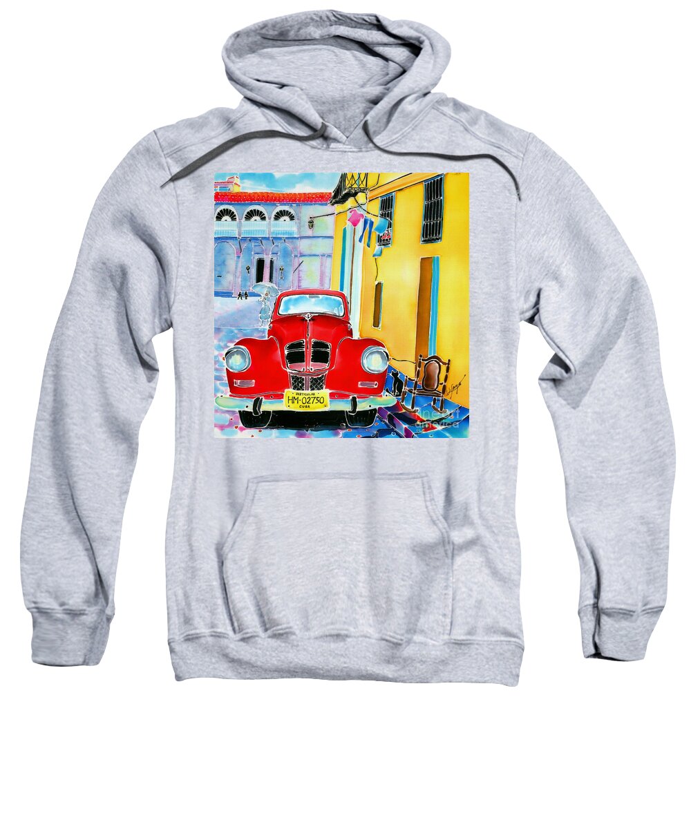 Cuba Sweatshirt featuring the painting Afternoon in Havana by Hisayo OHTA