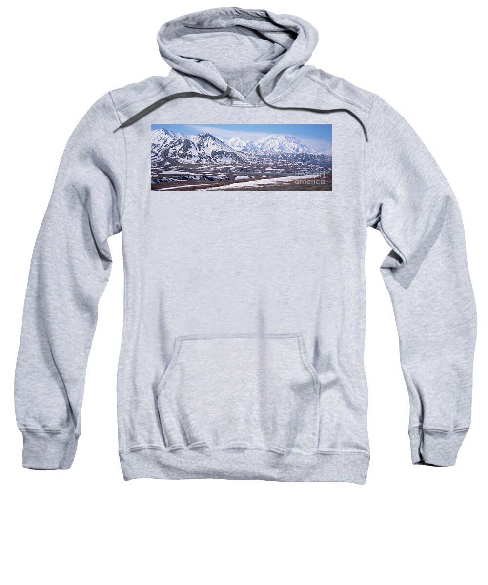 00341491 Sweatshirt featuring the photograph Alaska Range In Spring Snow Denali N P by Yva Momatiuk and John Eastcott