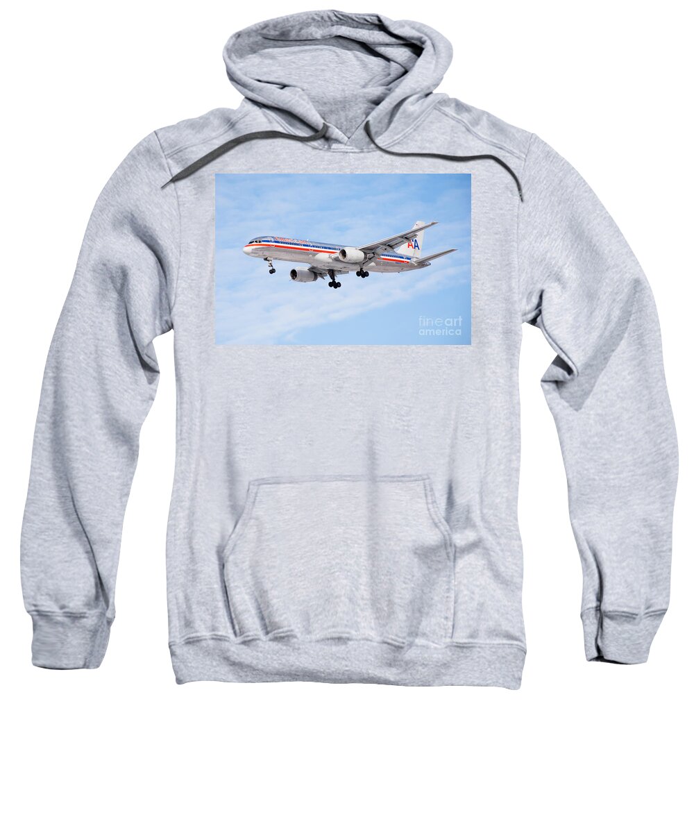 757 Sweatshirt featuring the photograph Amercian Airlines Boeing 757 Airplane Landing by Paul Velgos