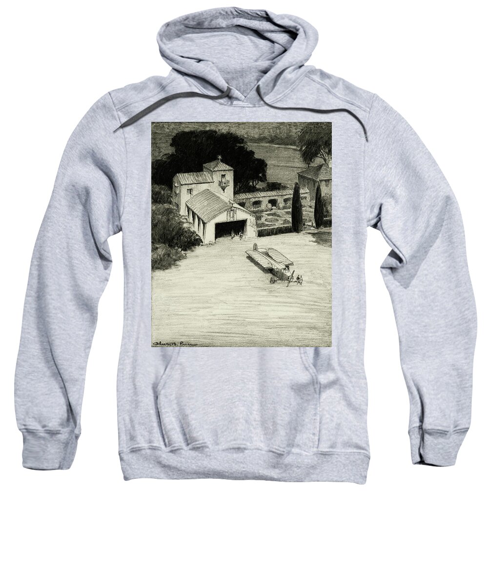 Architecture Sweatshirt featuring the digital art An Airplane Hangar by Chester B. Price