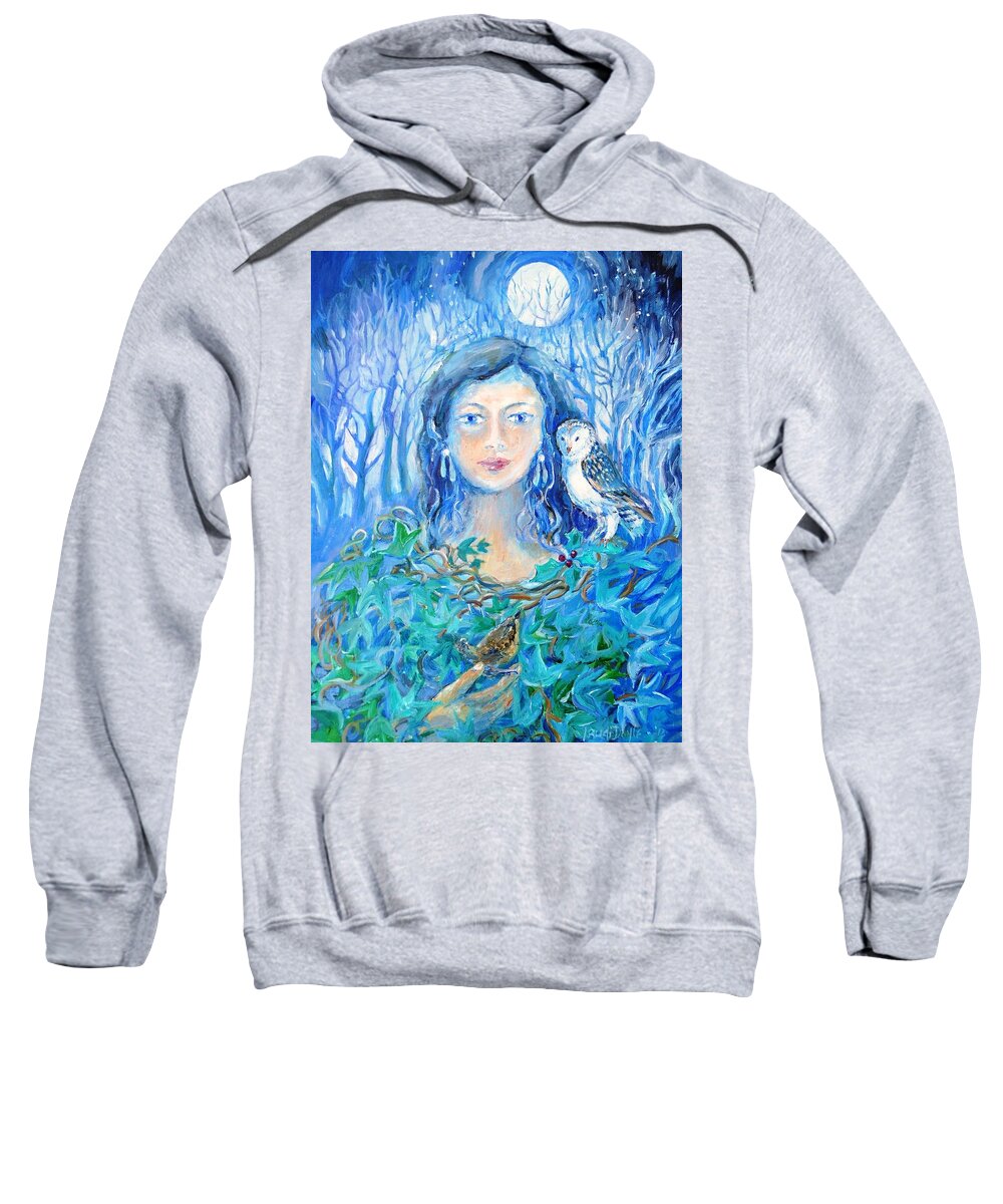 Dreolin Sweatshirt featuring the painting Artemis and the Wren- by Trudi Doyle