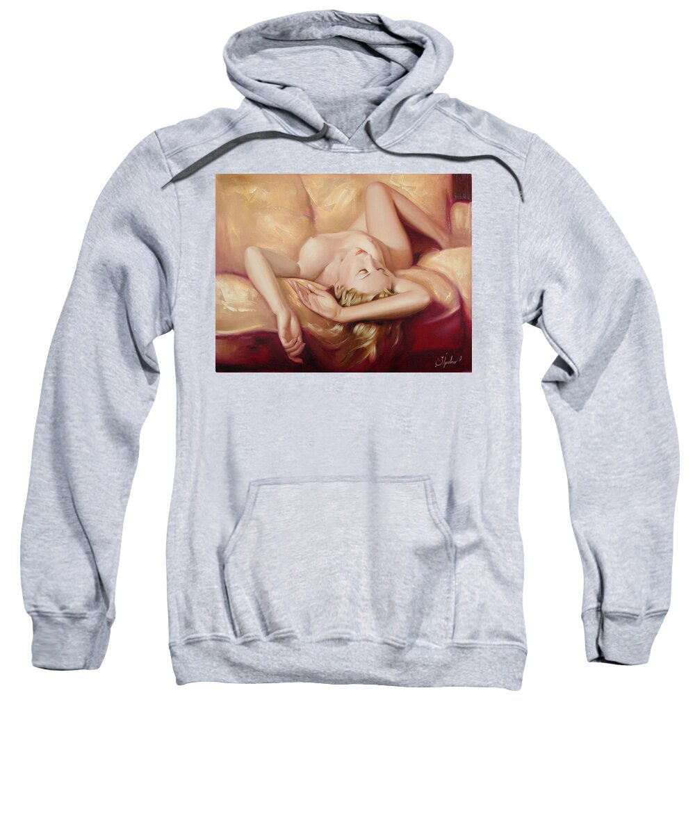 Oil Sweatshirt featuring the painting At rest by Sergey Ignatenko
