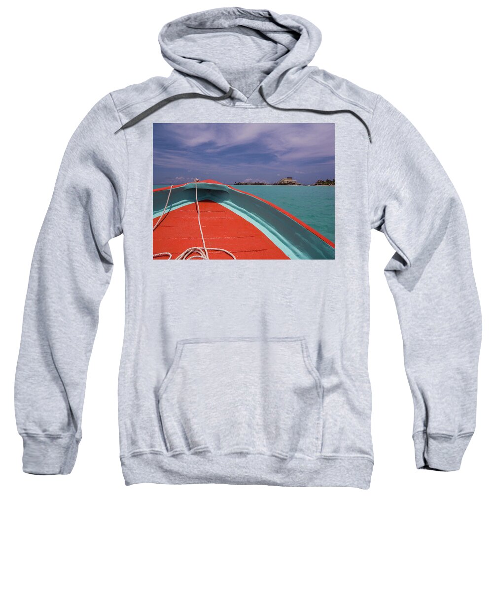 Caribbean Sweatshirt featuring the photograph At the bow of a Ponga by Matt Swinden