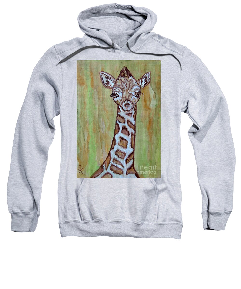 Baby Sweatshirt featuring the painting Baby Longneck Giraffe by Ella Kaye Dickey