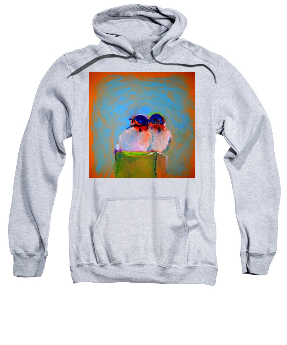 Swallows Sweatshirt featuring the painting Baby Swallows by Sue Jacobi