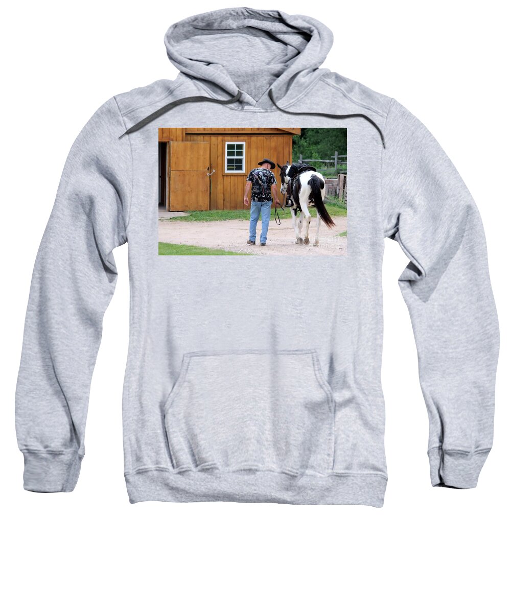 Horse Sweatshirt featuring the photograph Back to the Barn by Janice Byer