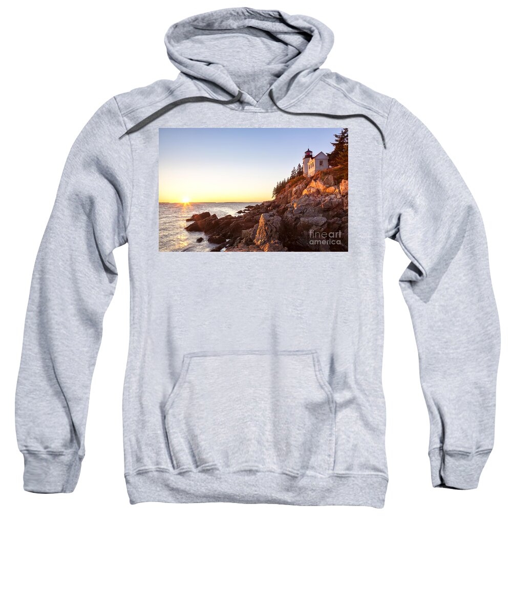 Bass Harbor Sweatshirt featuring the photograph Bass Harbor lighthouse sunset Acadia National Park Maine by Ken Brown