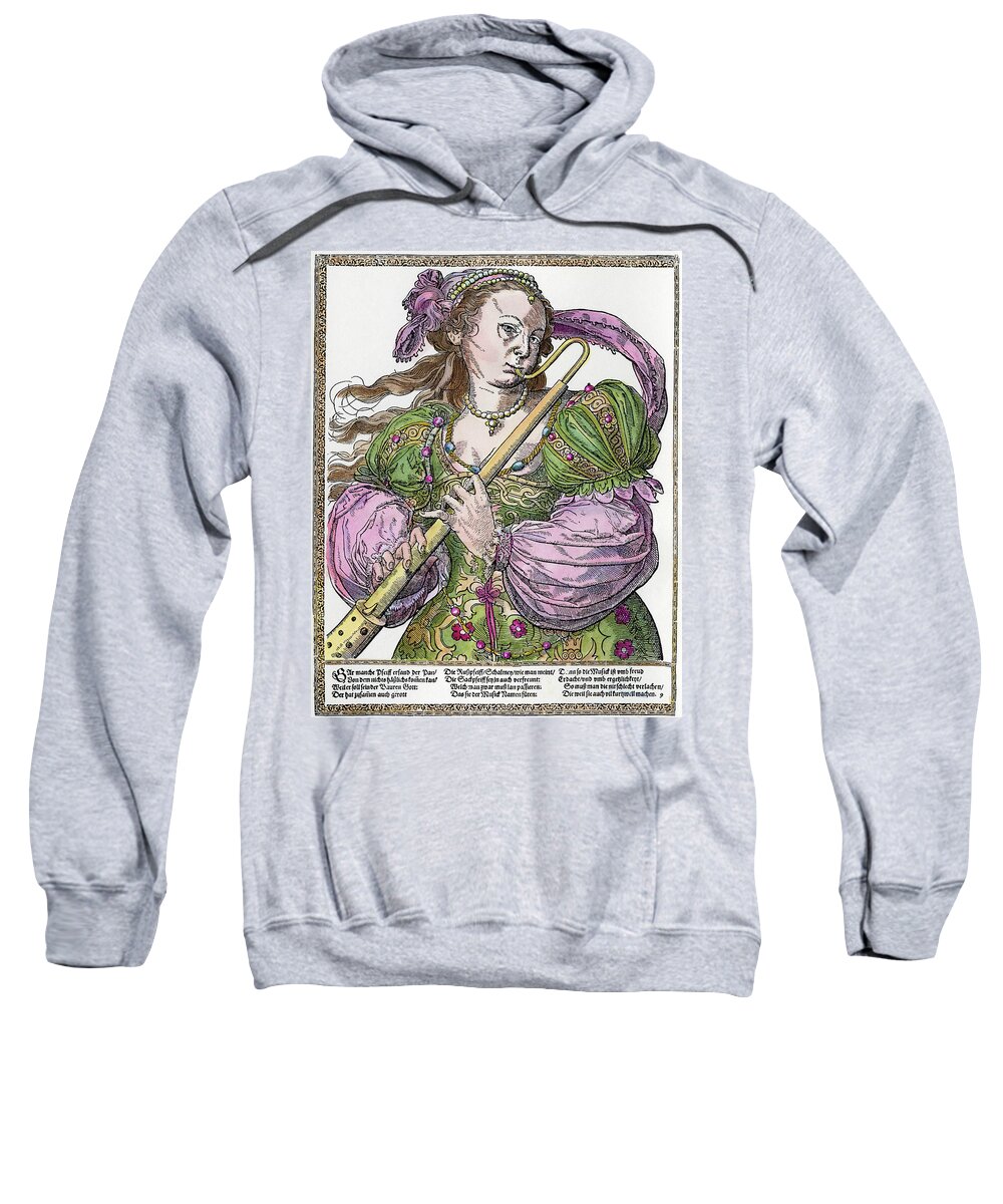 16th Century Sweatshirt featuring the painting Bassoonist, 16th Century by Granger