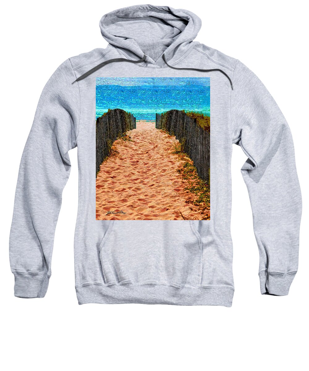Palozzi Sweatshirt featuring the digital art Beach Entrance by John Vincent Palozzi