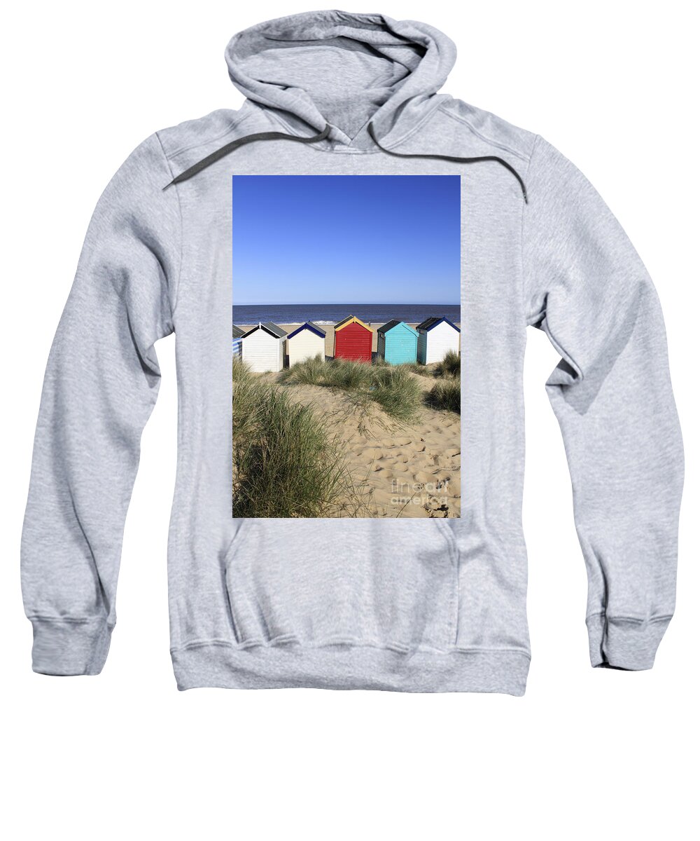 Beach Sweatshirt featuring the photograph Southwold Beach Huts UK by Julia Gavin