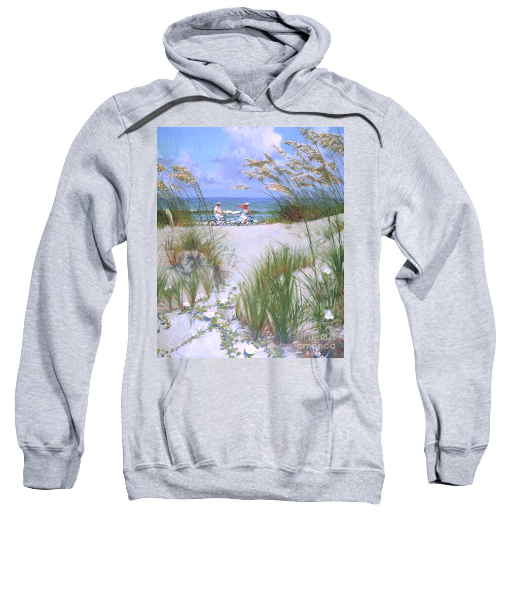 Beach Sweatshirt featuring the painting Beach Strollers by Candace Lovely