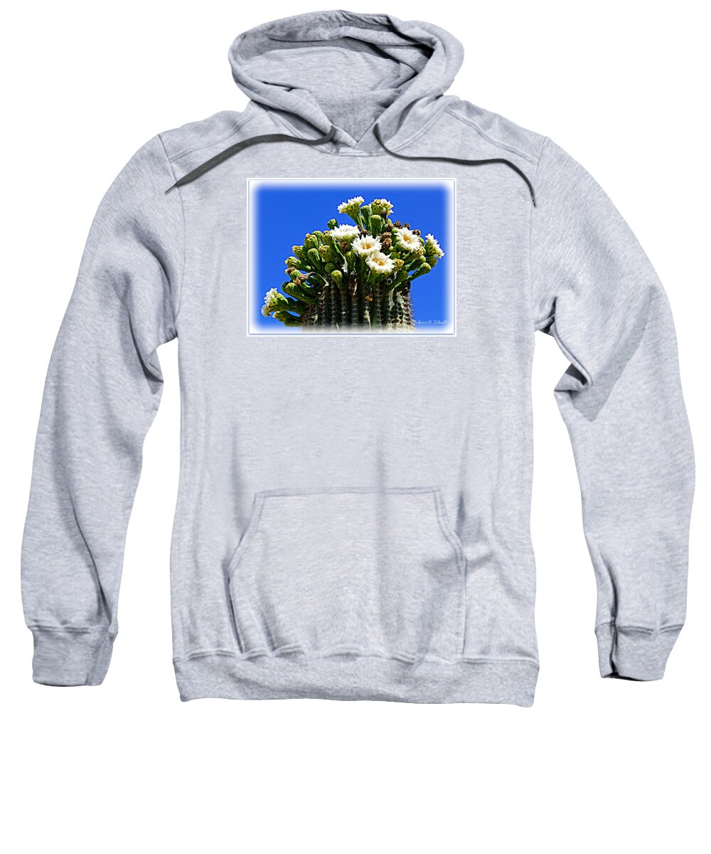 Arizona Sweatshirt featuring the photograph Blooming Saguaro by Barbara Zahno