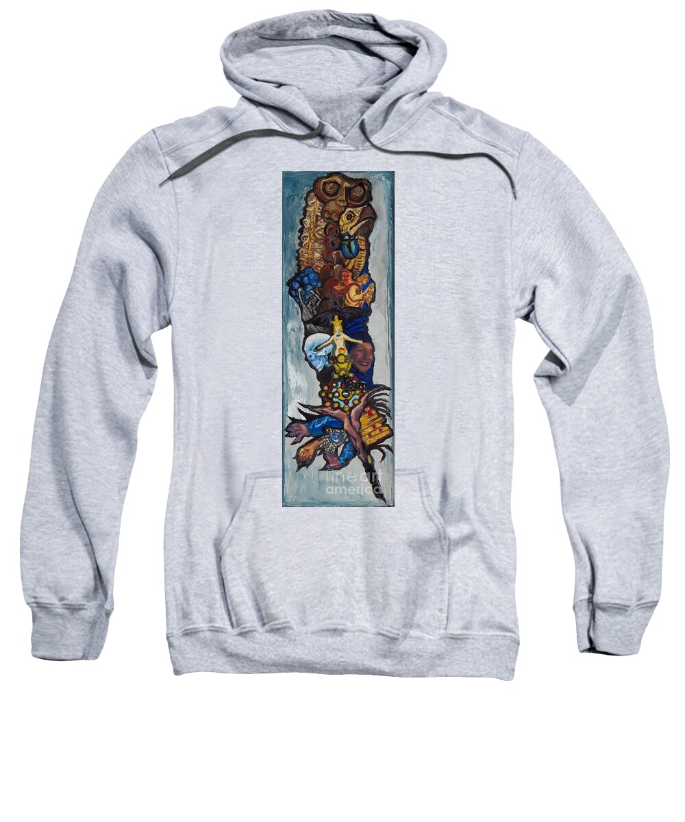 Crow Sweatshirt featuring the painting Blue Crow Feather- Crow Series by Emily McLaughlin