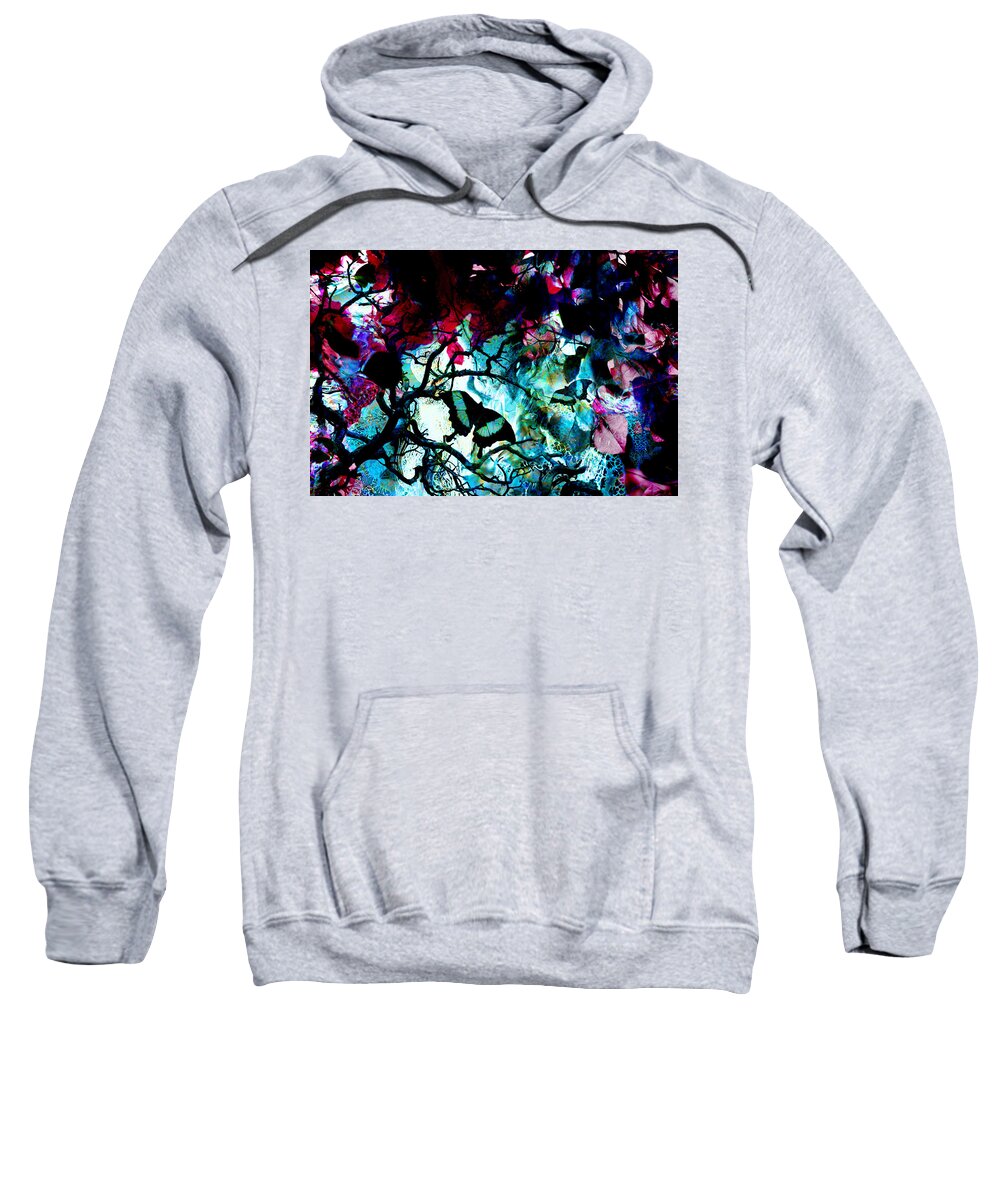 Butterfly Sweatshirt featuring the digital art Bougainvillea Moon by Lisa Yount
