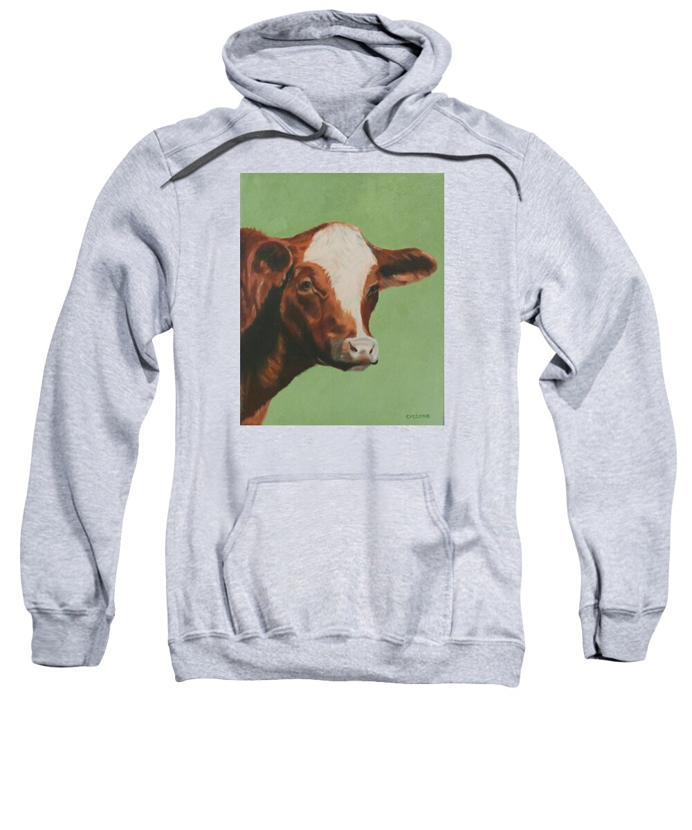 Cow Sweatshirt featuring the painting Bovine Beauty by Jill Ciccone Pike