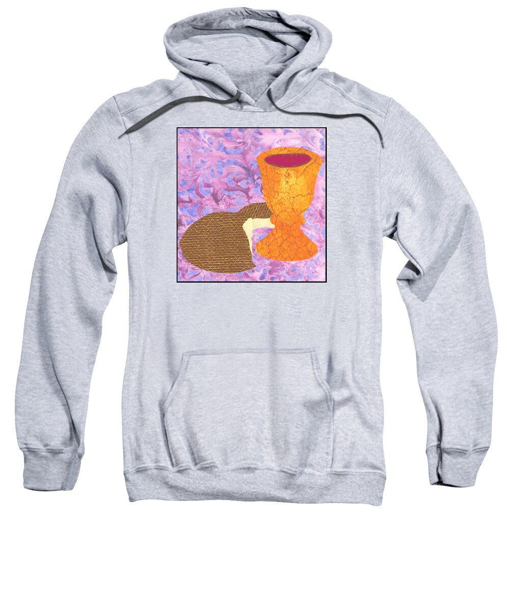Collage Sweatshirt featuring the mixed media Bread and Cup by Jim Harris