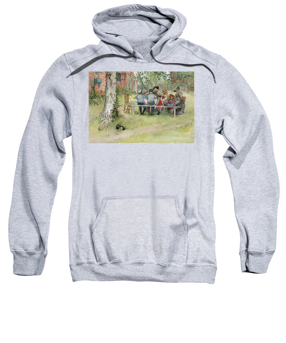 Picnic Table Sweatshirt featuring the painting Breakfast under the Big Birch by Carl Larsson