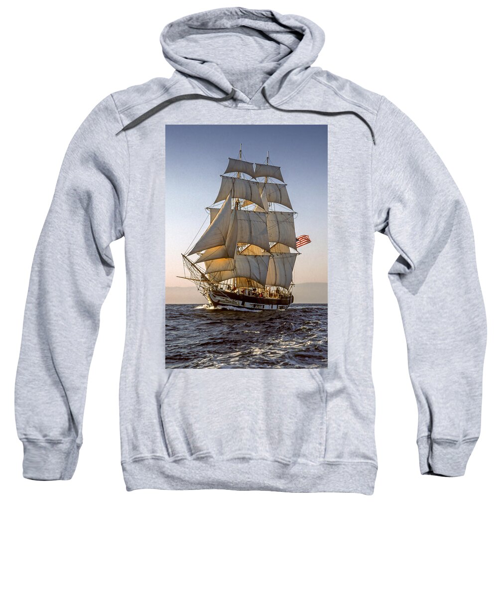 Ship Sweatshirt featuring the photograph Brig Pilgrim off Santa Barbara by Cliff Wassmann