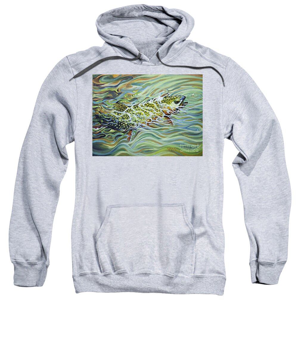Fishing Sweatshirt featuring the painting Brookie flash by Robert Corsetti