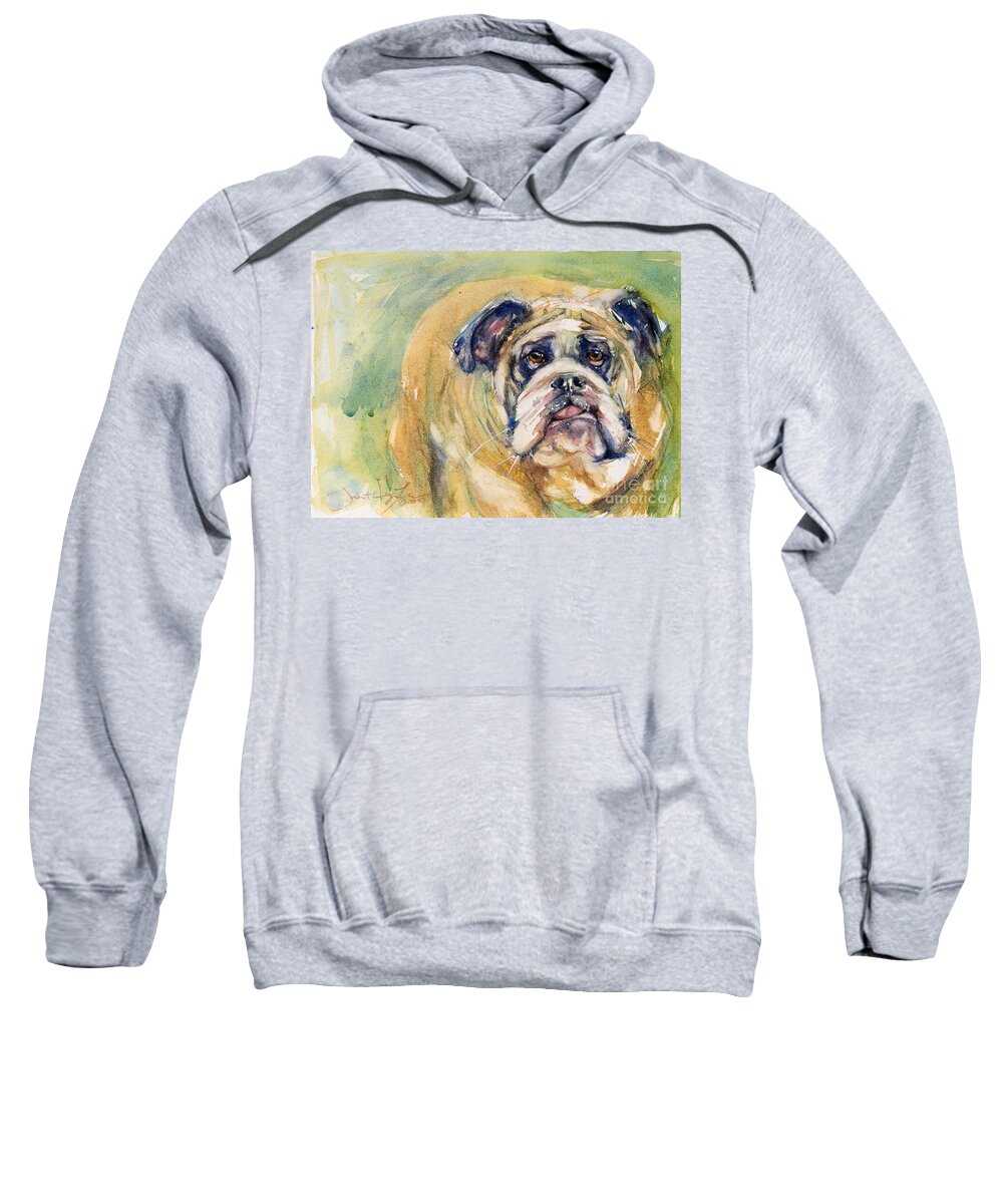 Dog Sweatshirt featuring the painting Bulldog by Judith Levins