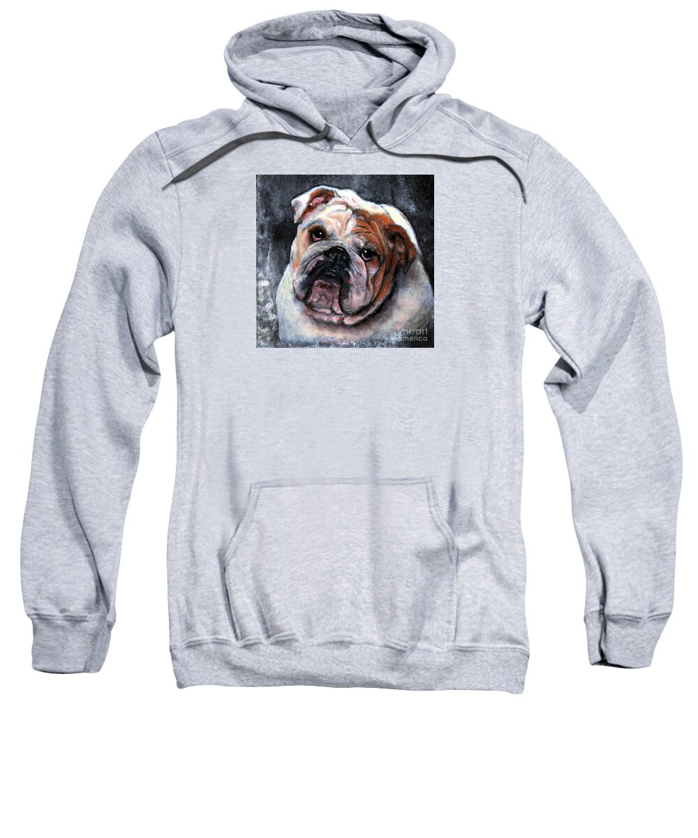 Bulldog Portrait Sweatshirt featuring the painting Bulldog by Wendy Ray
