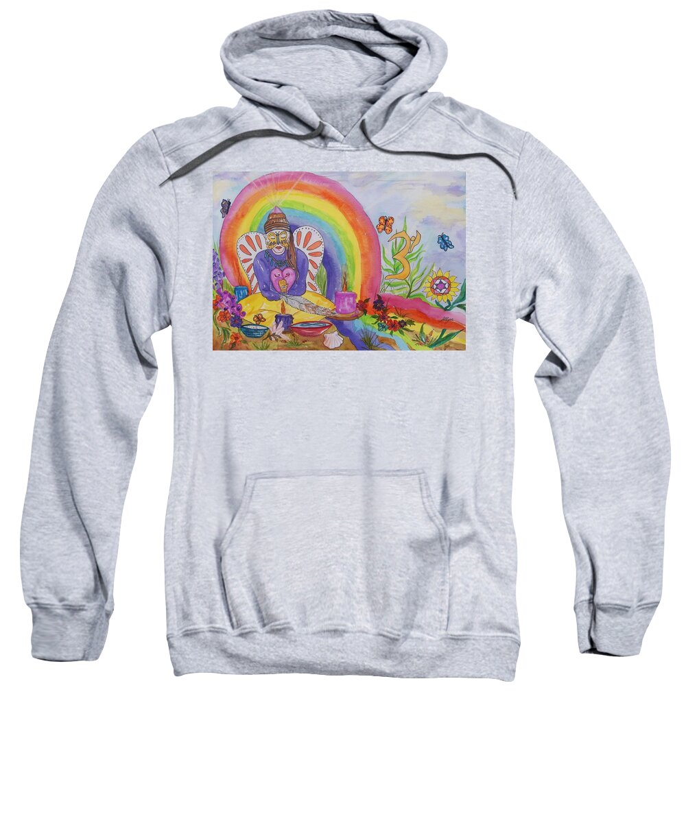Spiritual Sweatshirt featuring the painting Butterfly Woman Healer I Am by Ellen Levinson