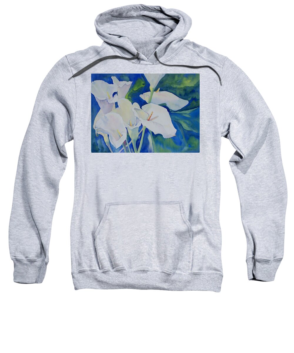Lily Sweatshirt featuring the painting Calla Lilies by Celene Terry