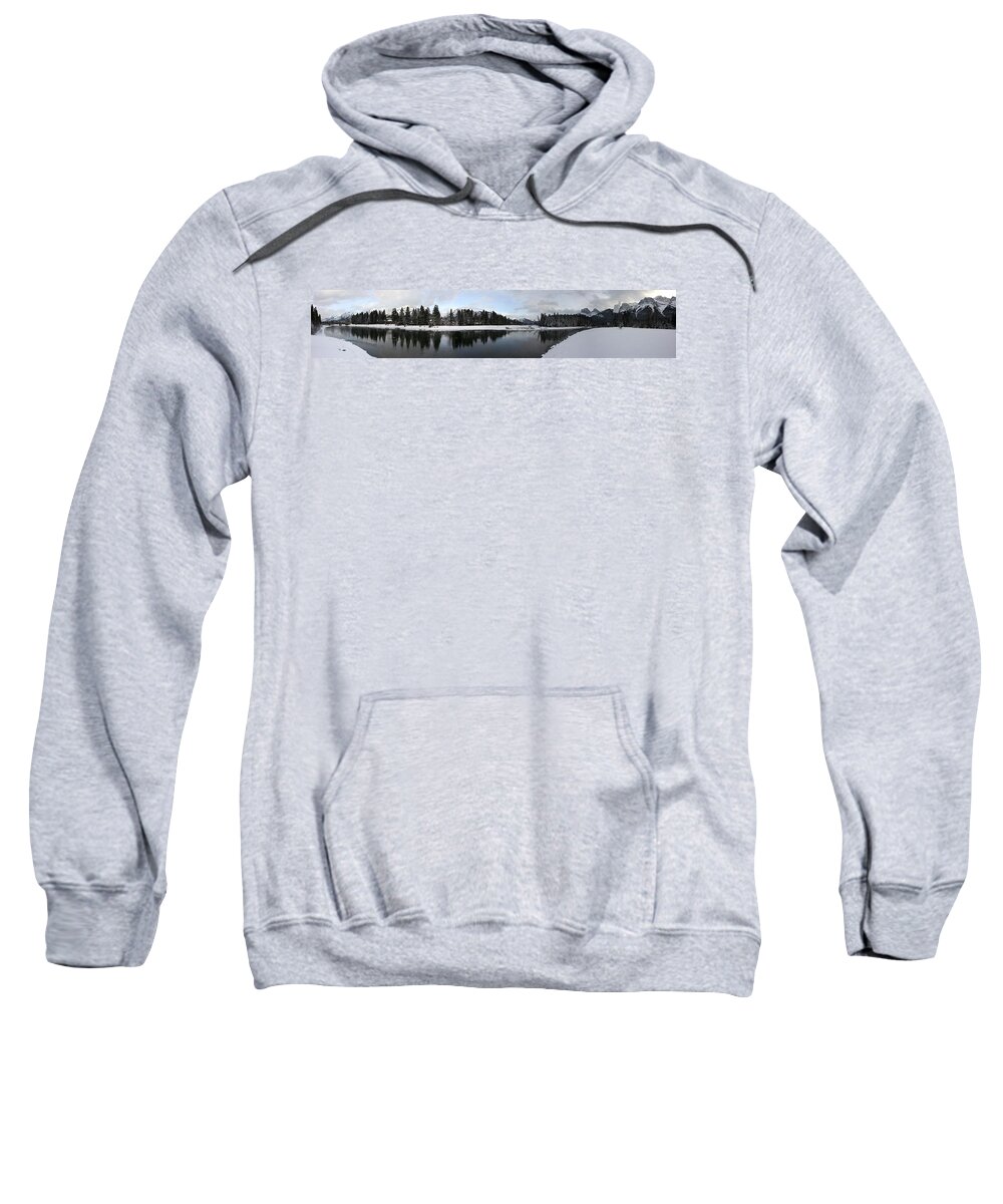 Panorama Sweatshirt featuring the photograph Winter Mountain Calm - Canmore, Alberta by Ian McAdie